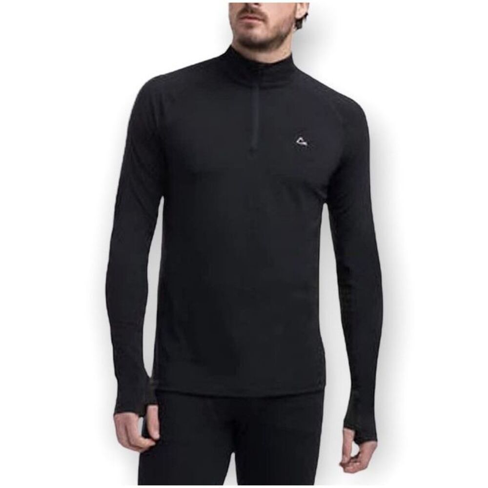 Paradox Merino Blend half-zip performance base layer top in black Med 100